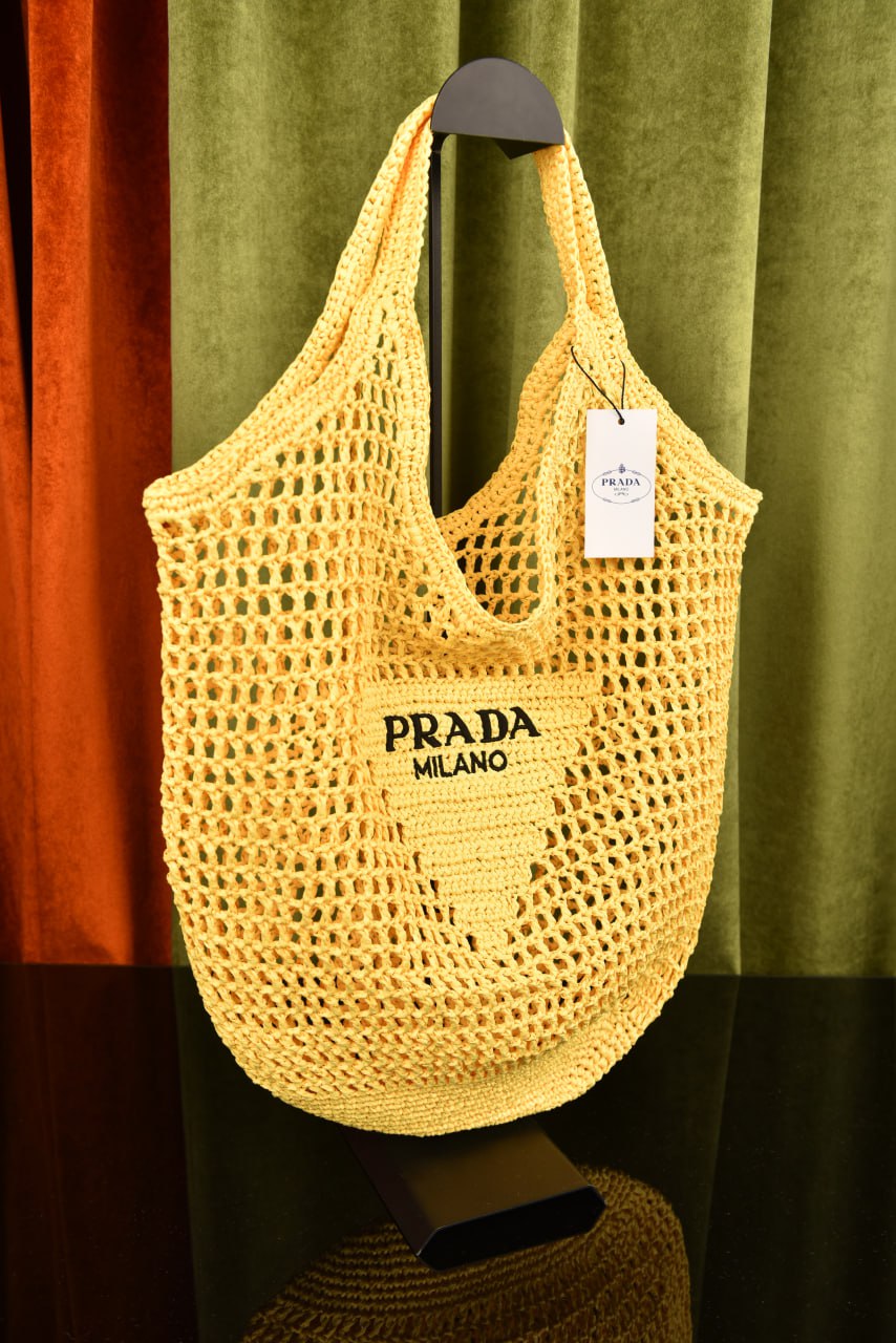 برادا رافيا توت كبيرة (5 ألوان) - Prada Raffia Tote Large