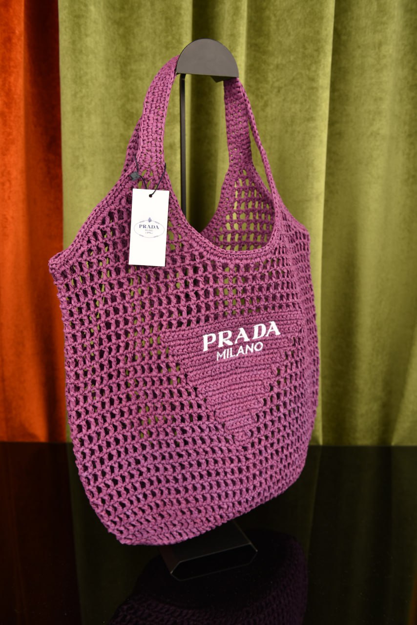 برادا رافيا توت كبيرة (5 ألوان) - Prada Raffia Tote Large